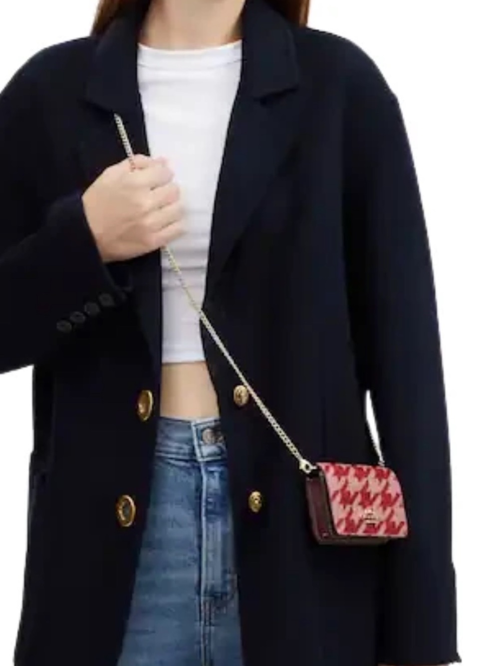 Coach Women's Red Houndstooth Mini Crossbody Bag NWT